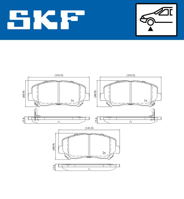 SKF VKBP80406A Комплект гальмівних накладок, дискове гальмо