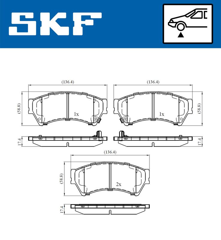 SKF VKBP80410A Комплект гальмівних накладок, дискове гальмо