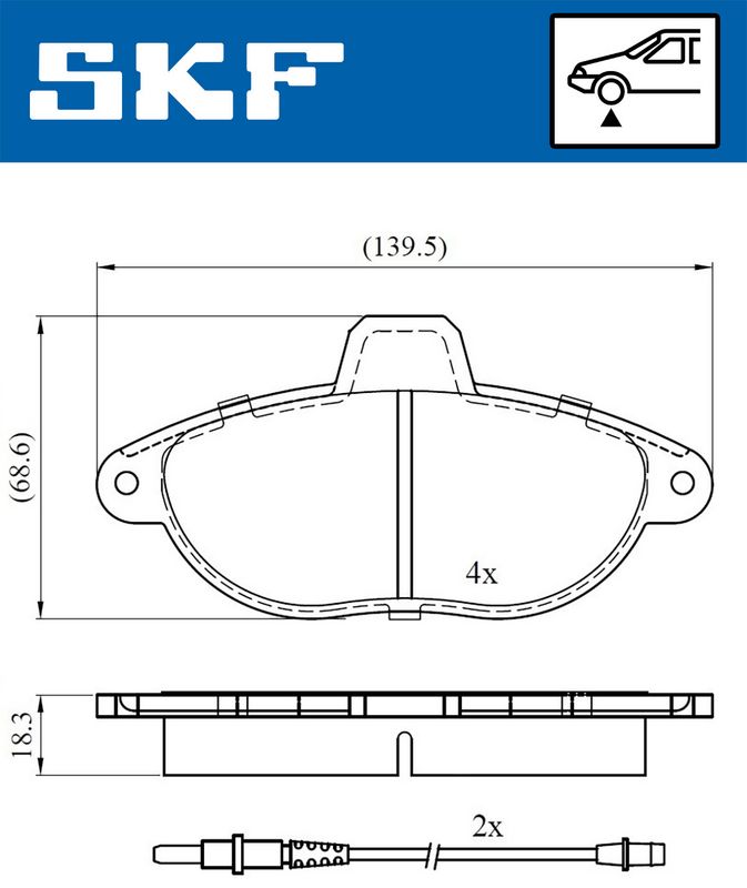 SKF VKBP80423E Комплект гальмівних накладок, дискове гальмо