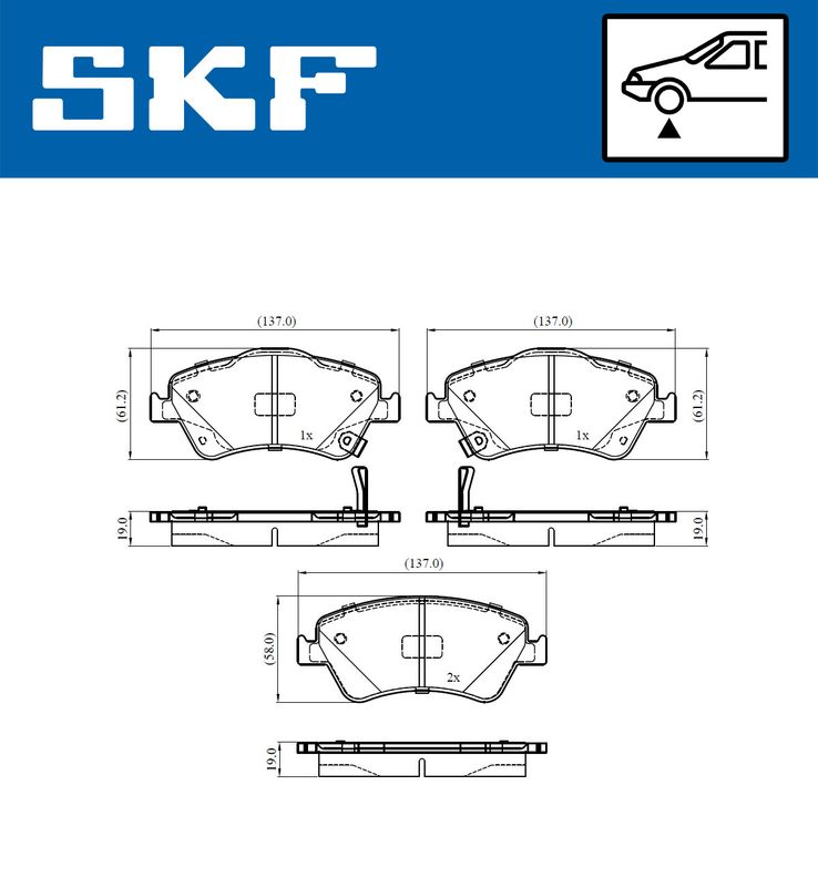 SKF VKBP80437A Комплект гальмівних накладок, дискове гальмо