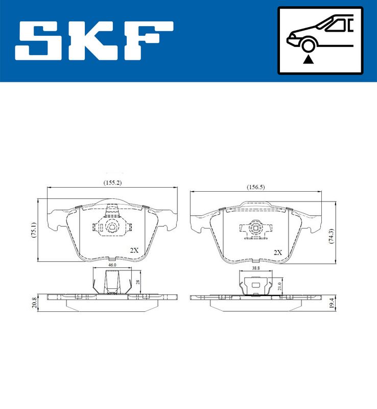 SKF VKBP80455 Комплект гальмівних накладок, дискове гальмо