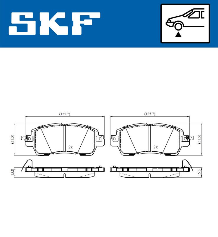 SKF VKBP80478A Комплект гальмівних накладок, дискове гальмо