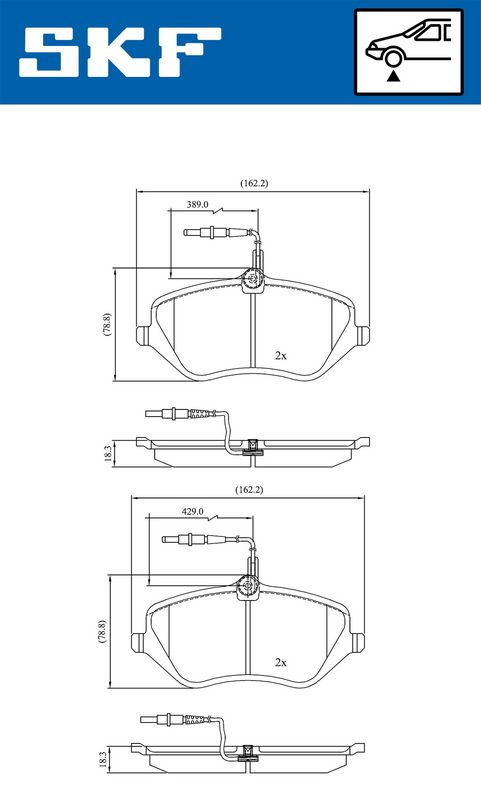 SKF VKBP80519E Комплект гальмівних накладок, дискове гальмо