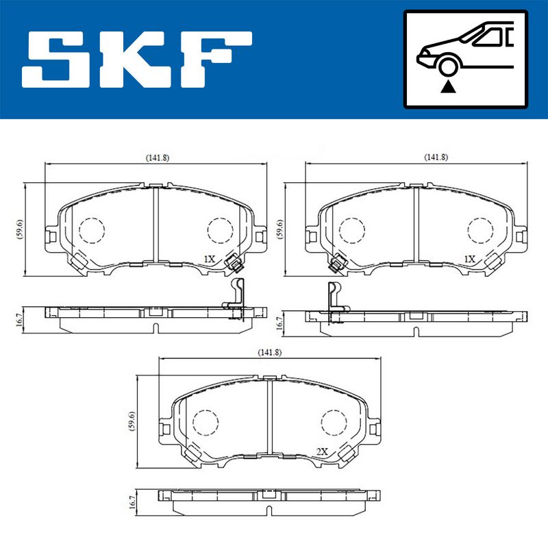 SKF VKBP80557A Комплект гальмівних накладок, дискове гальмо