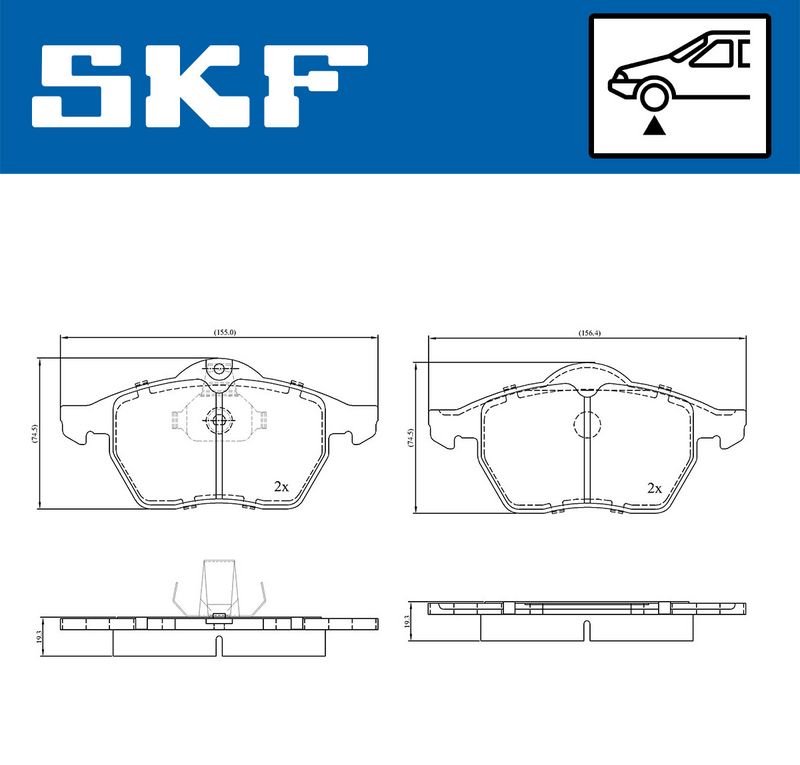 SKF VKBP80593 Комплект гальмівних накладок, дискове гальмо