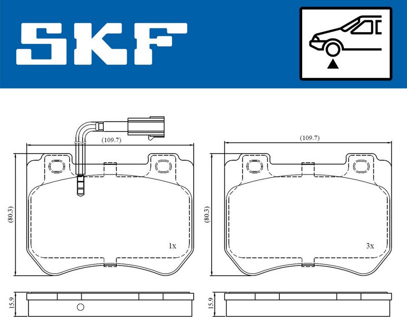 SKF VKBP80610E Комплект гальмівних накладок, дискове гальмо
