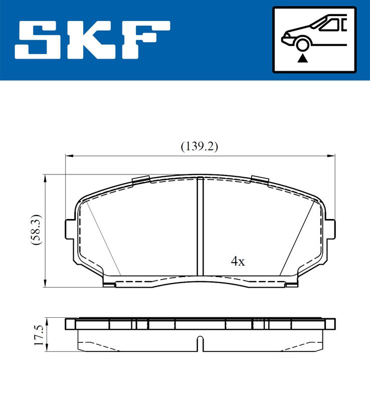 SKF VKBP80612A Комплект гальмівних накладок, дискове гальмо