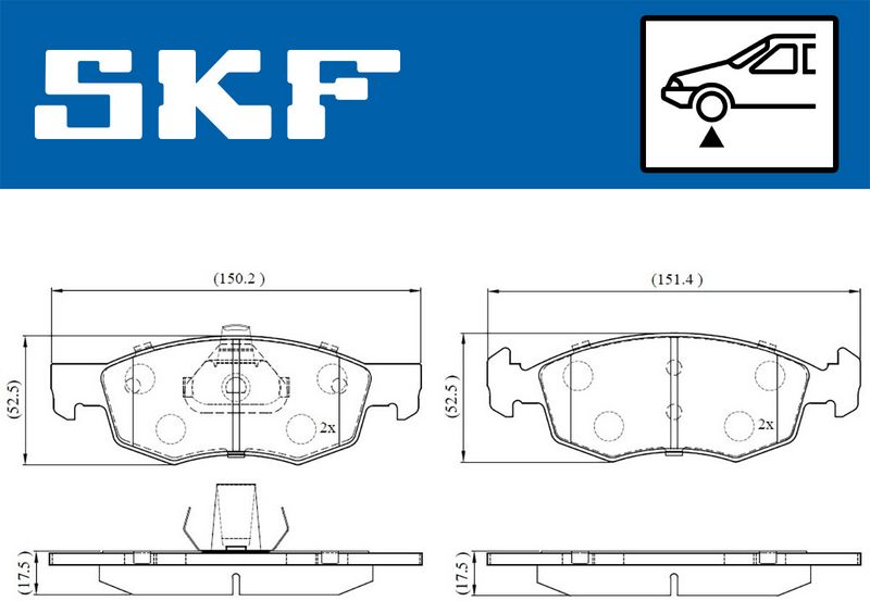 SKF VKBP80618 Комплект гальмівних накладок, дискове гальмо