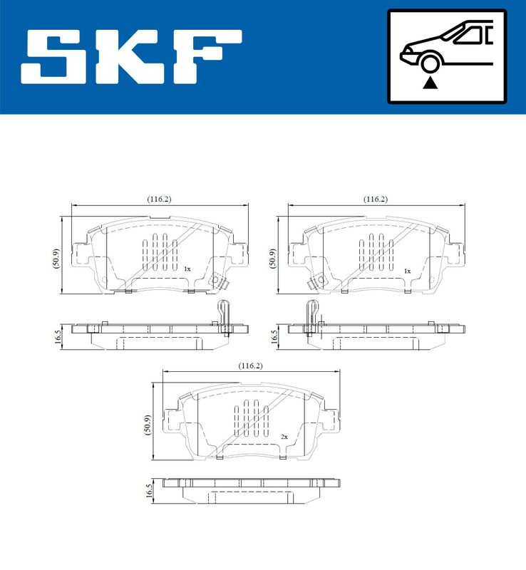 SKF VKBP80641A Комплект гальмівних накладок, дискове гальмо