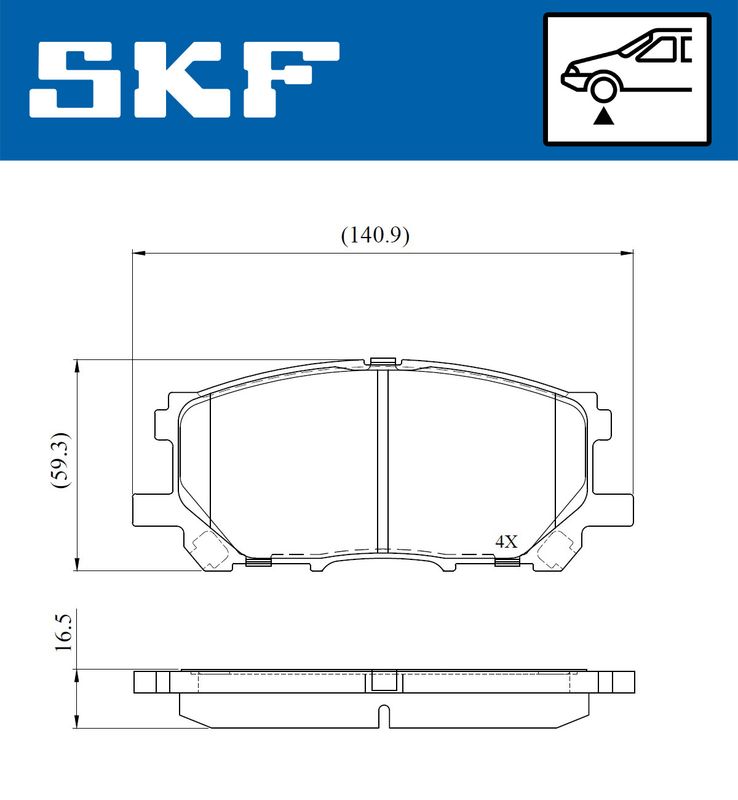 SKF VKBP80693 Комплект гальмівних накладок, дискове гальмо