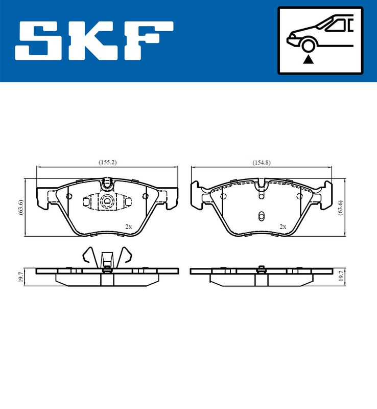 SKF VKBP80702 Комплект гальмівних накладок, дискове гальмо