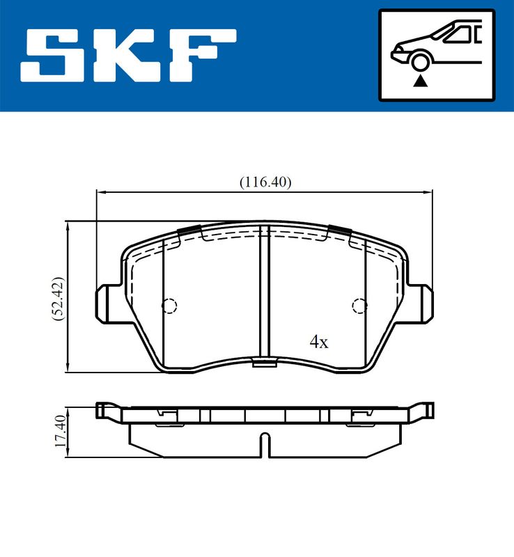 SKF VKBP80746 Комплект гальмівних накладок, дискове гальмо