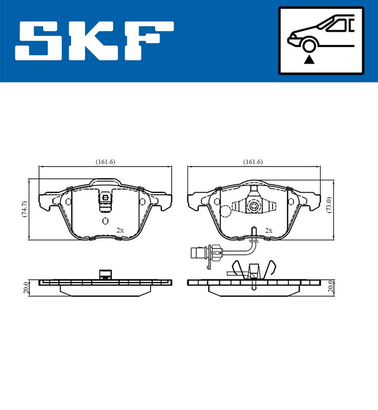 SKF VKBP81035E Комплект гальмівних накладок, дискове гальмо