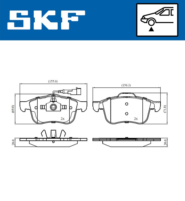 SKF VKBP81043E Комплект гальмівних накладок, дискове гальмо