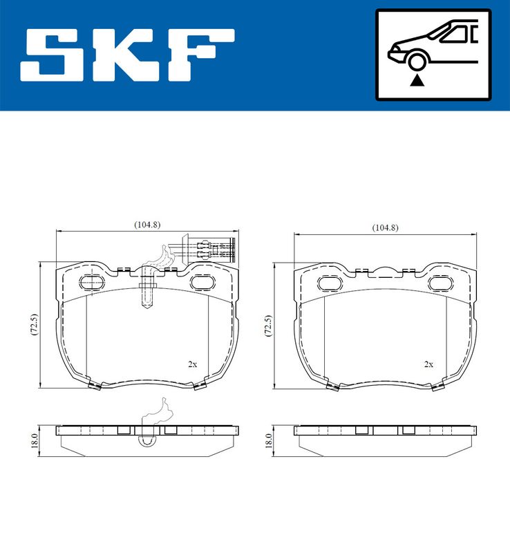 SKF VKBP81056E Комплект гальмівних накладок, дискове гальмо