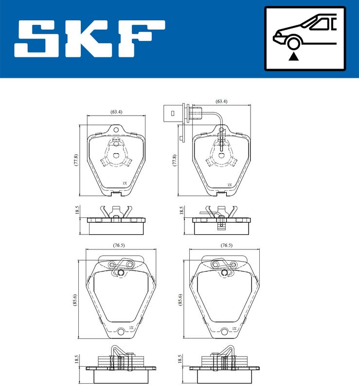 SKF VKBP81063E Комплект гальмівних накладок, дискове гальмо