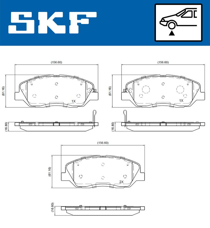 SKF VKBP81093A Комплект гальмівних накладок, дискове гальмо