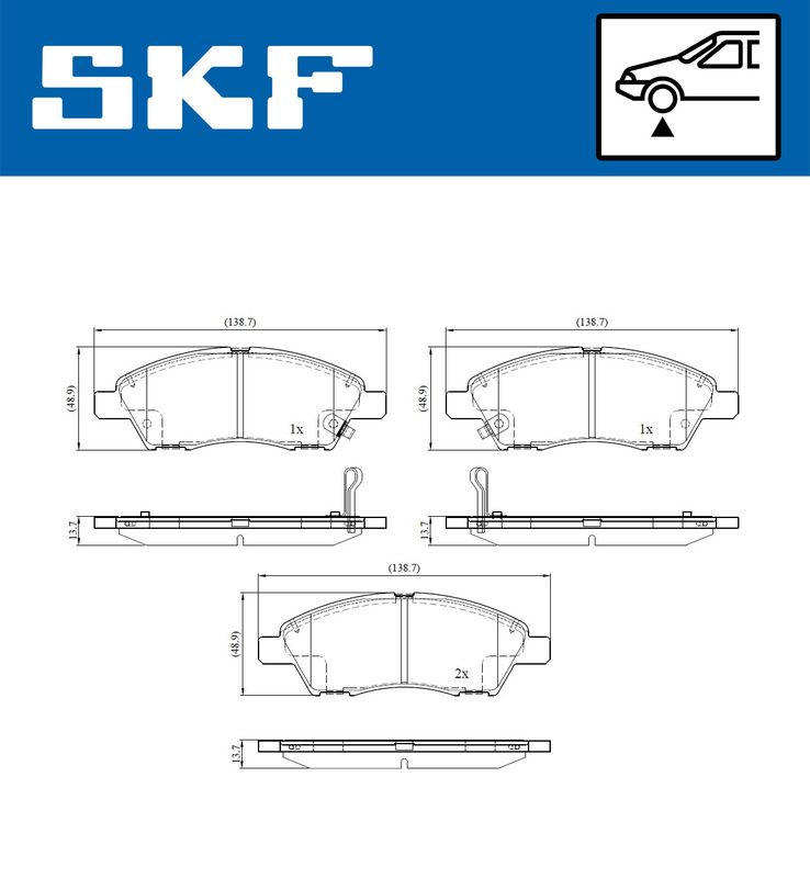 SKF VKBP81102A Комплект гальмівних накладок, дискове гальмо