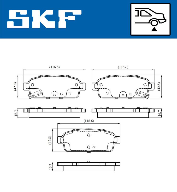 SKF VKBP90033A Комплект гальмівних накладок, дискове гальмо