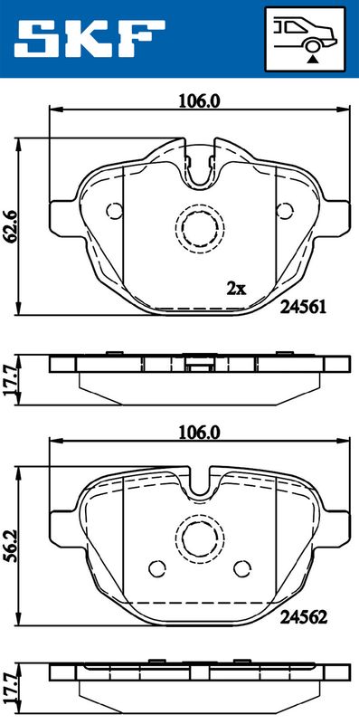 SKF VKBP90075 Комплект гальмівних накладок, дискове гальмо