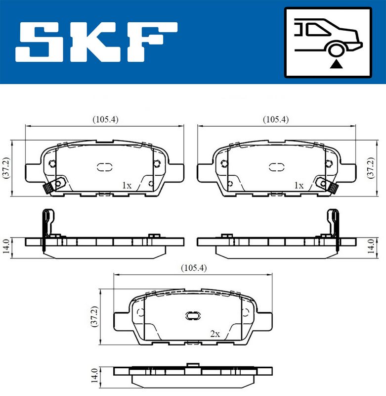 SKF VKBP90107A Комплект гальмівних накладок, дискове гальмо