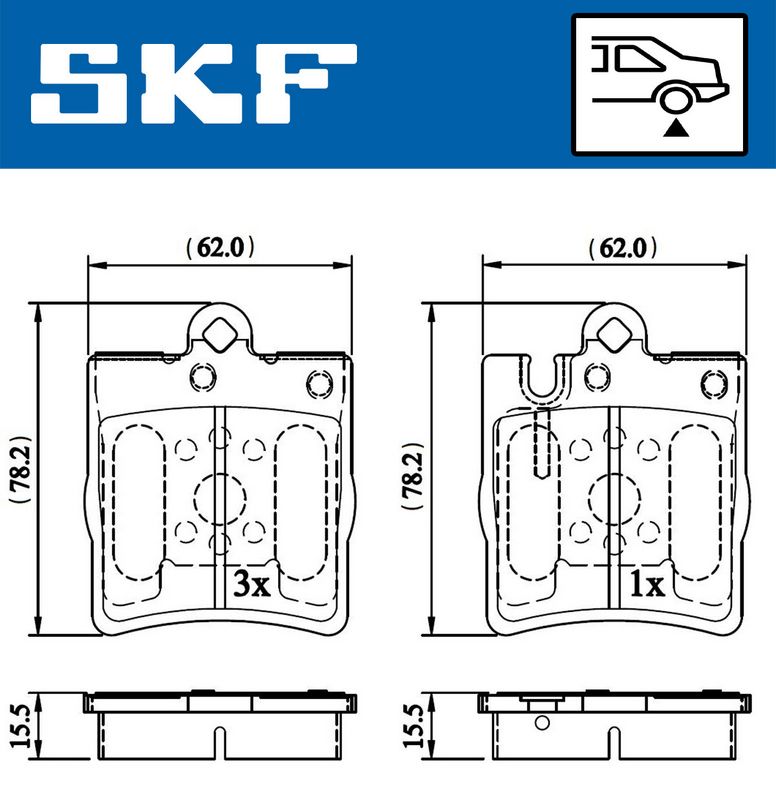 SKF VKBP90199 Комплект гальмівних накладок, дискове гальмо