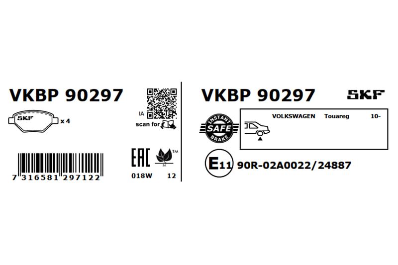 SKF VKBP90297 Комплект гальмівних накладок, дискове гальмо
