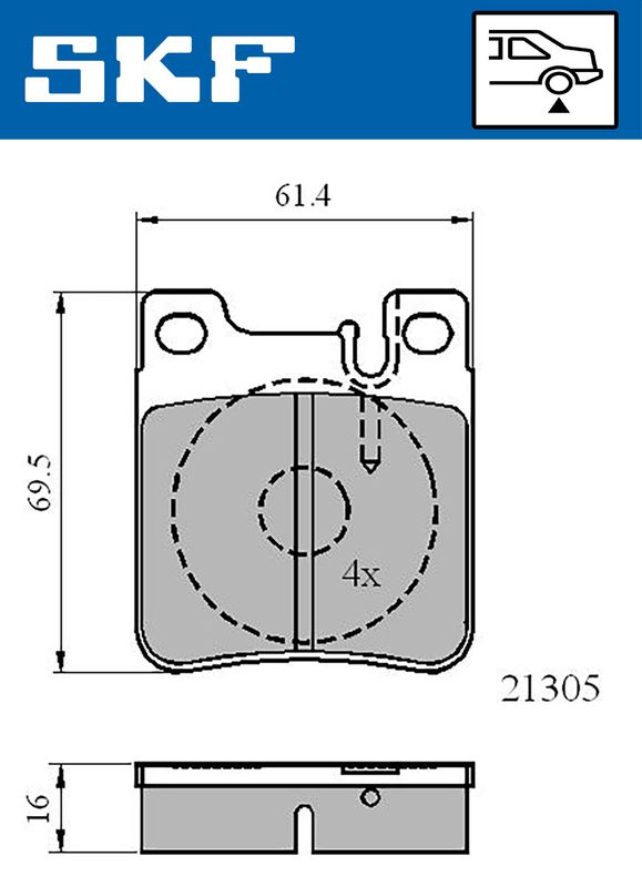 SKF VKBP90502 Комплект гальмівних накладок, дискове гальмо