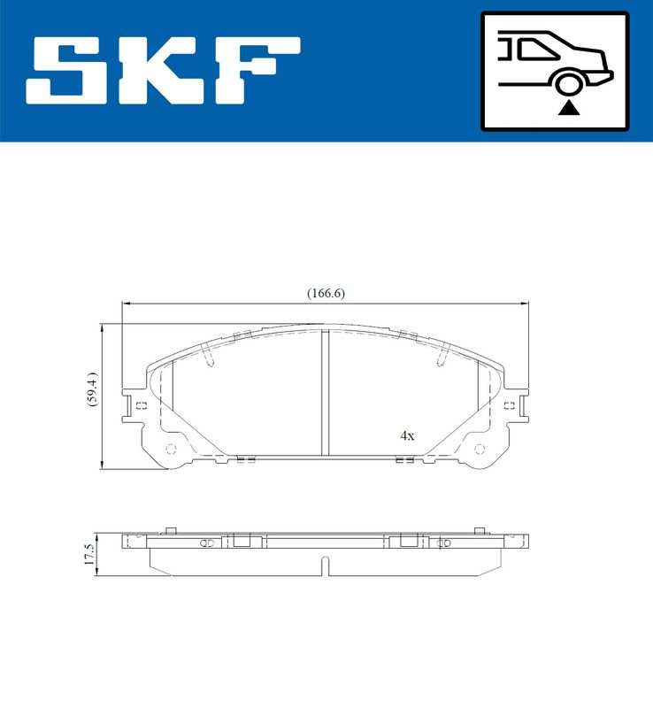 SKF VKBP90552A Комплект гальмівних накладок, дискове гальмо