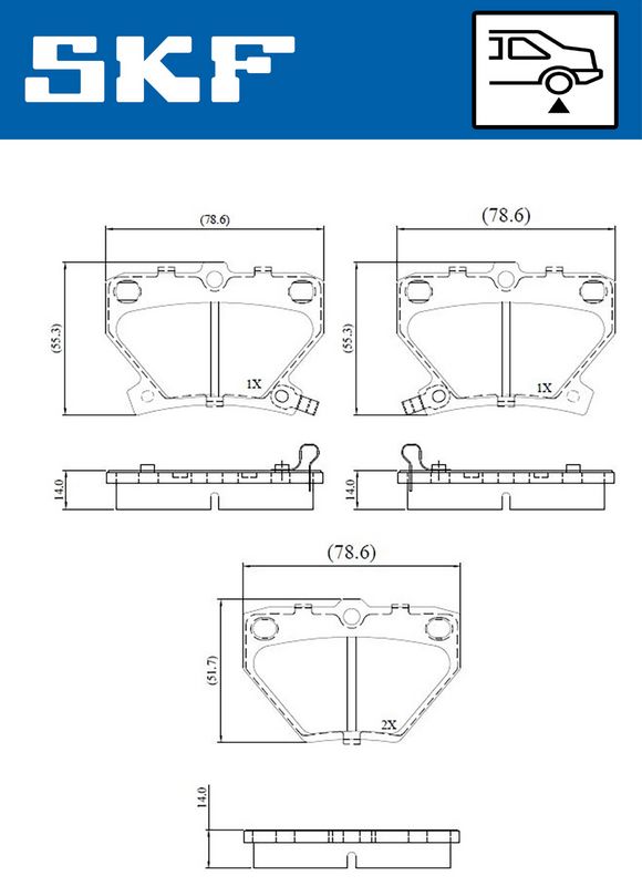 SKF VKBP90559A Комплект гальмівних накладок, дискове гальмо