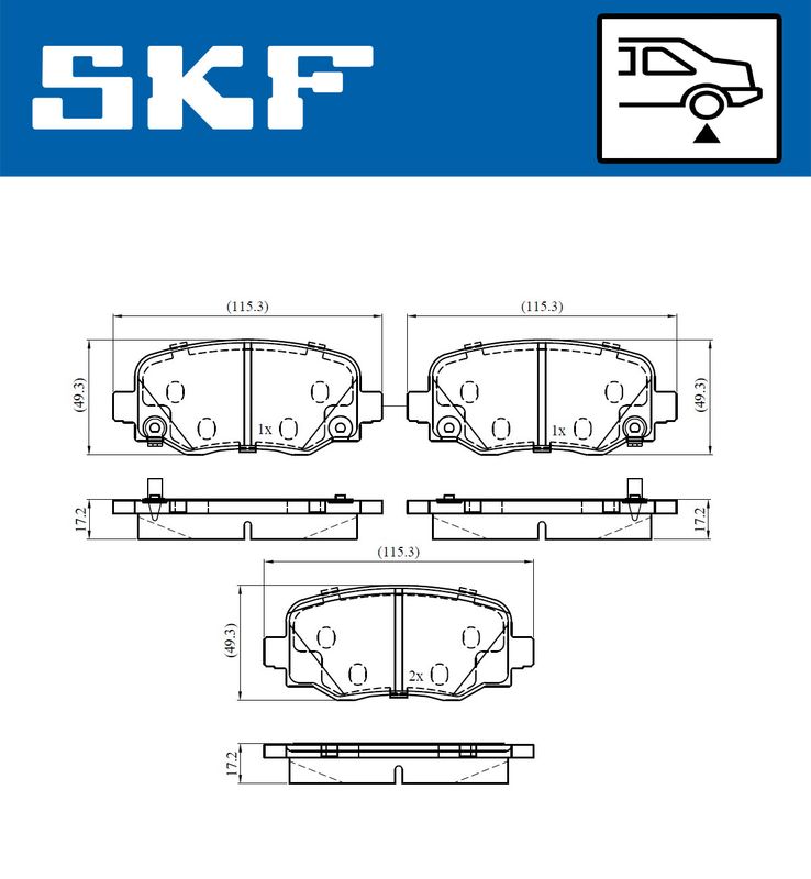SKF VKBP90569A Комплект гальмівних накладок, дискове гальмо