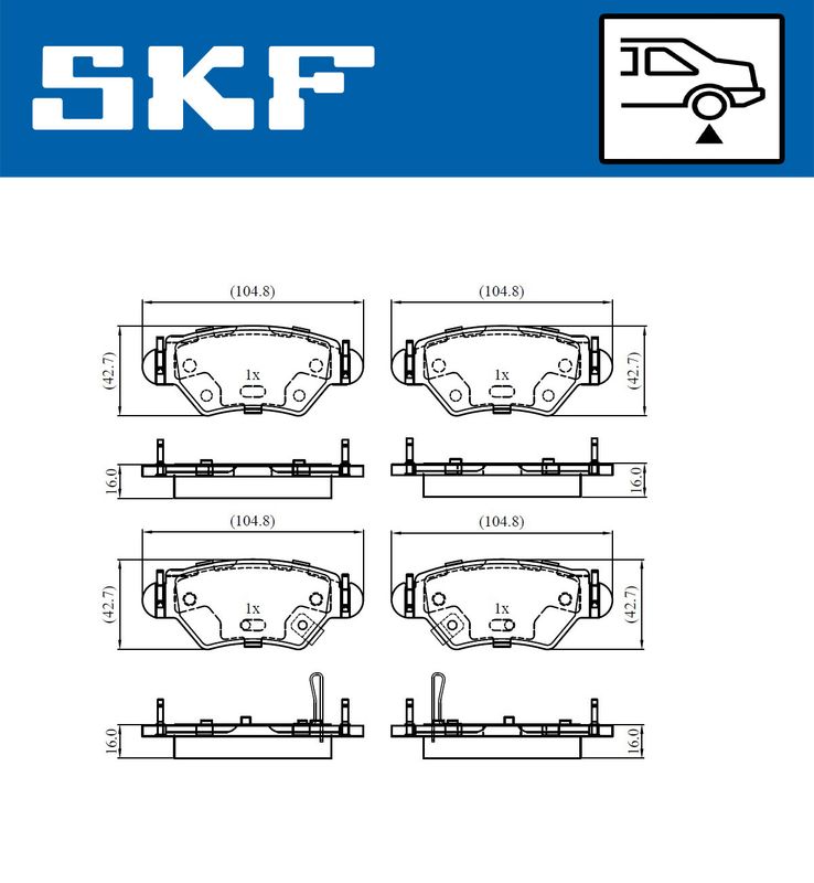 SKF VKBP90806A Комплект гальмівних накладок, дискове гальмо
