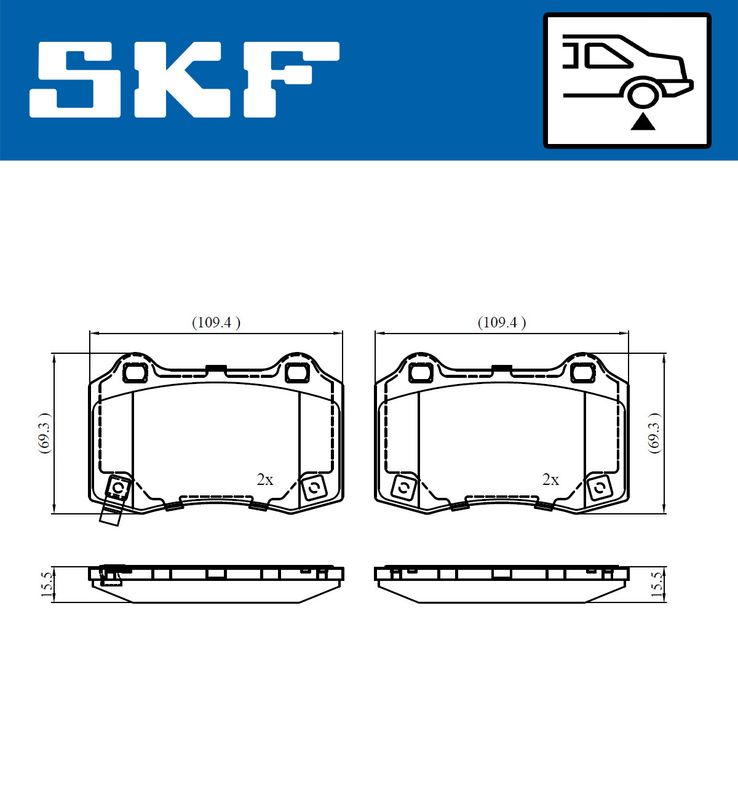 SKF VKBP90849A Комплект гальмівних накладок, дискове гальмо