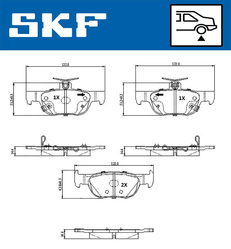 SKF VKBP91333A Комплект гальмівних накладок, дискове гальмо