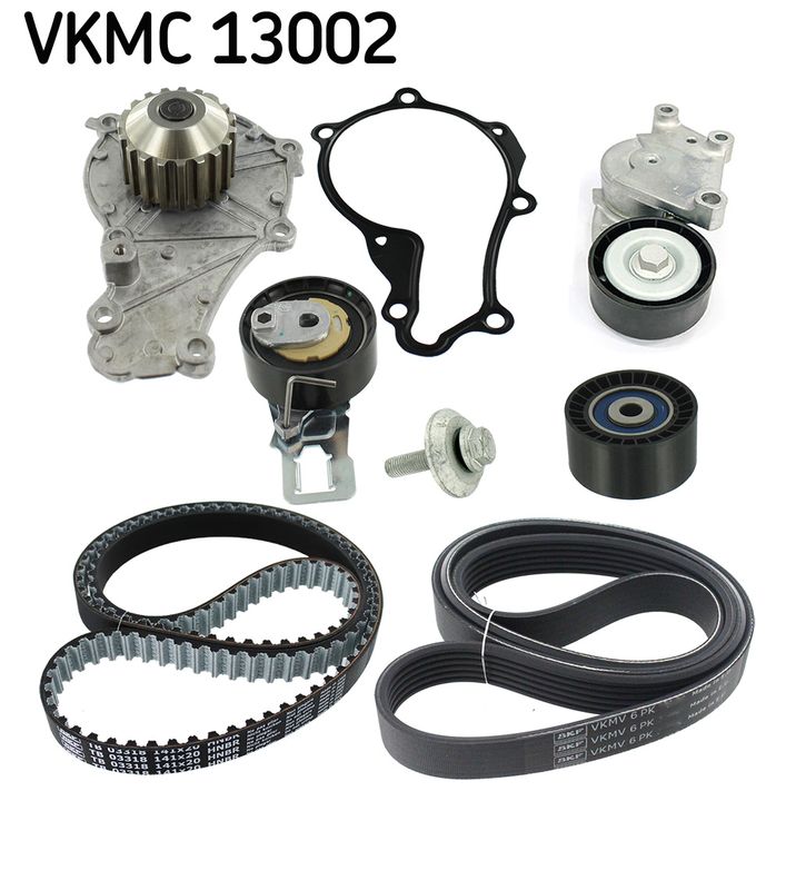 SKF VKMC13002 Водяний насос + комплект зубчастих та поліклинових ременів MASTERKIT (Вир-во SKF)