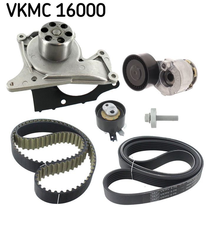 SKF VKMC16000 Водяний насос + комплект зубчастих та поліклинових ременів MASTERKIT (Вир-во SKF)