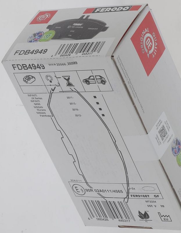 Ferodo FDB4949 Комплект гальмівних накладок, дискове гальмо