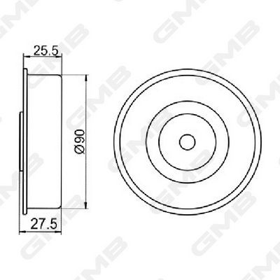 GMB GT10090 Відвідний/напрямний ролик, зубчастий ремінь