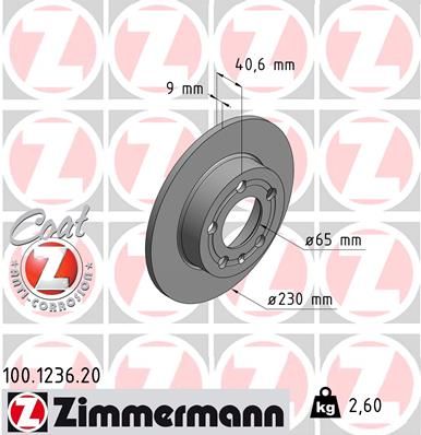 Zimmermann 100123620 Диск гальмівний Coat Z