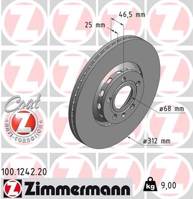 Zimmermann 100124220 Диск гальмівний Coat Z