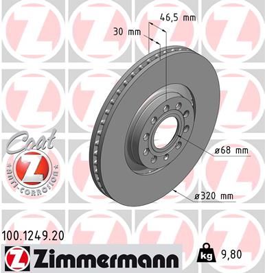 Zimmermann 100124920 Диск гальмівний Coat Z