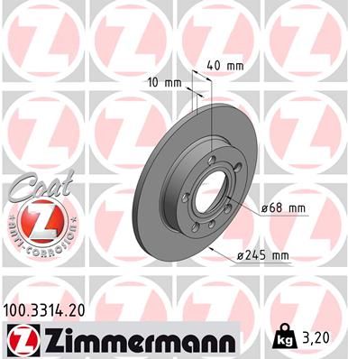 Zimmermann 100331420 Диск гальмівний Coat Z