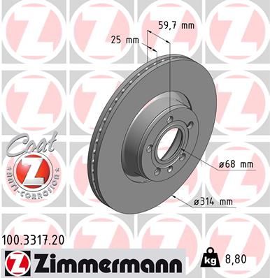 Zimmermann 100331720 Диск гальмiвний Coat Z