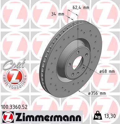 Zimmermann 100336052 диск гальмівний SPORT Z