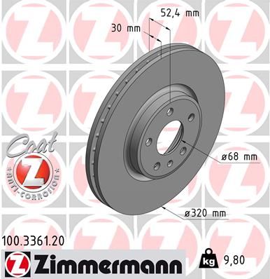 Zimmermann 100336120 Диск гальмівний Coat Z