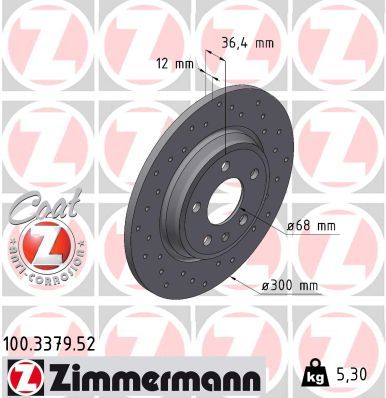 Zimmermann 100337952 диск гальмівний Sport Z