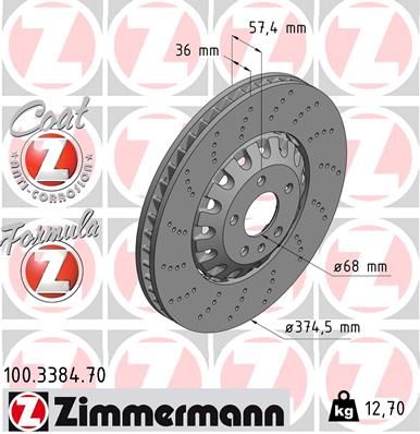 Zimmermann 100338470 Диск гальмівний Formula Z