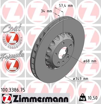 Zimmermann 100338675 Диск гальмівний FORMULA Z