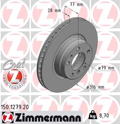 Zimmermann 150127920 Диск гальмівний Coat Z