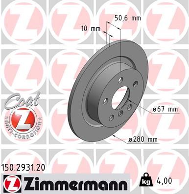 Zimmermann 150293120 диск гальмівний Coat Z